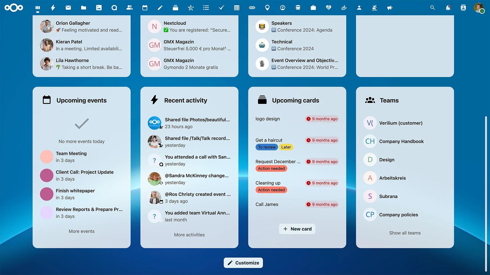 Dashboard Nextcloud Hub 9 – TGMonline.it